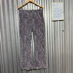 Knox Rose High Waisted 70's Hippie Boho Paisley Corduroy Bellbottom Pants, 14